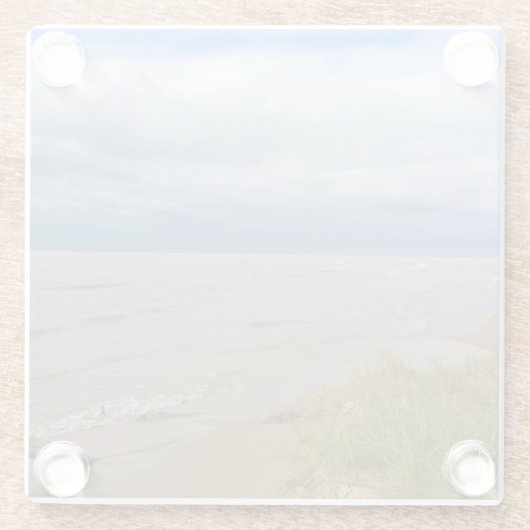 ミシガン湖の海岸、シーボイガン、WI ガラスコースター (裏面)