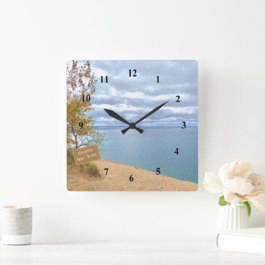 ミシガン湖を見下ろす寝熊の砂丘 スクエア壁時計 (ホーム)