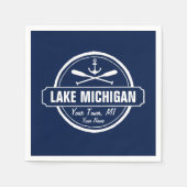 ミシガン湖カスタム、の町、名前、いかり、パドル スタンダードカクテルナプキン (正面)