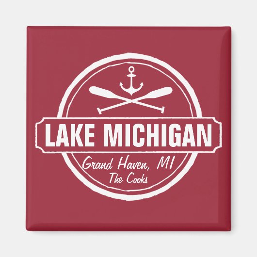 ミシガン湖カスタム、の町、名前、いかり、パドル マグネット (正面)