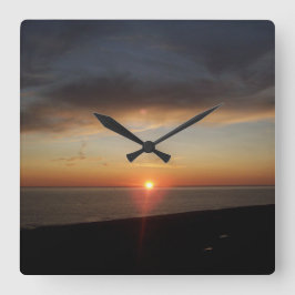 ミシガン湖サンセットアクリル壁時計 スクエア壁時計