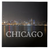 ミシガン湖上空の象徴的なシカゴ・スカイライン タイル (正面)