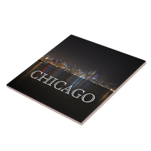 ミシガン湖上空の象徴的なシカゴ・スカイライン タイル (側面)