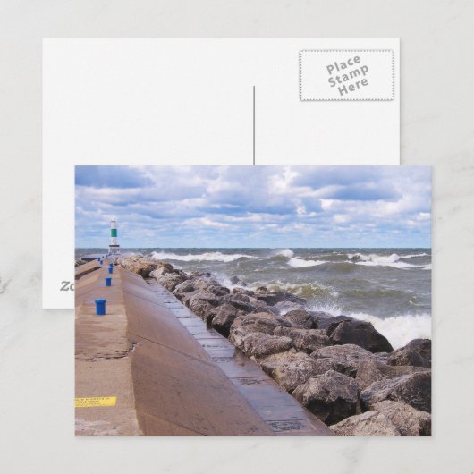 ミシガン湖波 ポストカード (正面/裏面)