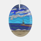 ミシガン湖 – ガラスオーナメント(円) ガラスオーナメント (正面左)