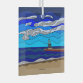 ミシガン湖 – ガラスオーナメント（正方形） ガラスオーナメント (正面右)