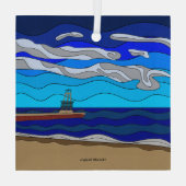 ミシガン湖 – ガラスオーナメント（正方形） ガラスオーナメント (裏面)