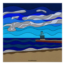 ミシガン湖 - グロッシー ポスター 20"x20"