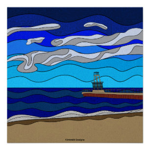 ミシガン湖 - グロッシー ポスター 20"x20"