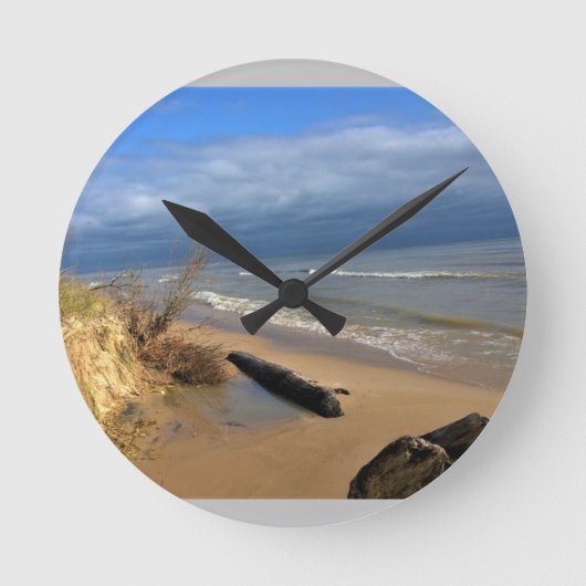 ミシガン湖、シボイガン、ウィスコンシン ラウンド壁時計 (正面)