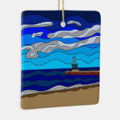 ミシガン湖 – セラミックオーナメント（正方形） セラミックオーナメント (右)