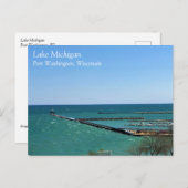 ミシガン湖、ポートワシントンWI ポストカード (正面/裏面)