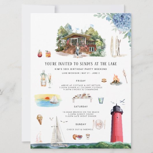 ミシガン湖 |誕生日週末 招待状 (正面)