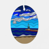 ミシガン湖 – 金属オーナメント（円） メタルオーナメント (正面左)