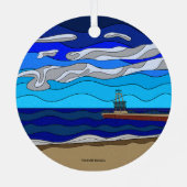 ミシガン湖 – 金属オーナメント（円） メタルオーナメント (裏面)