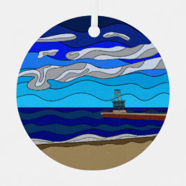ミシガン湖 – 金属オーナメント（円） メタルオーナメント