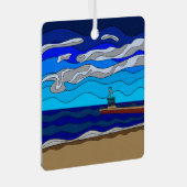 ミシガン湖 – 金属オーナメント（正方形） メタルオーナメント (正面右)