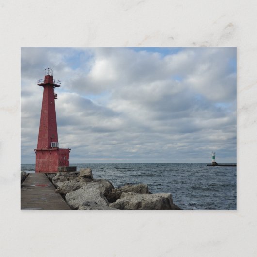 ミシガン湖Muskegon South Breakwaterlight ポストカード (正面)