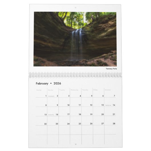 ミシガン滝カレンダー カレンダー (2月 2026)