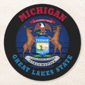 ミシガン素晴らし湖州旗 ラウンドペーパーコースター (正面)