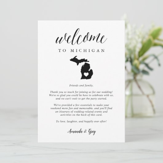 ミシガン結婚州のウェルカムレター&旅程 (スタンド正面)