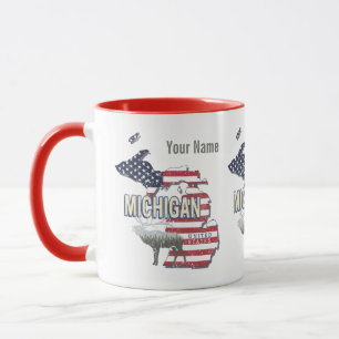 ミシガン統一された州レトロ州マップヴィンテージUSA マグカップ