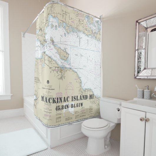ミシガン緯度経度航海のマッキナックIsl シャワーカーテン (インサイチュ)