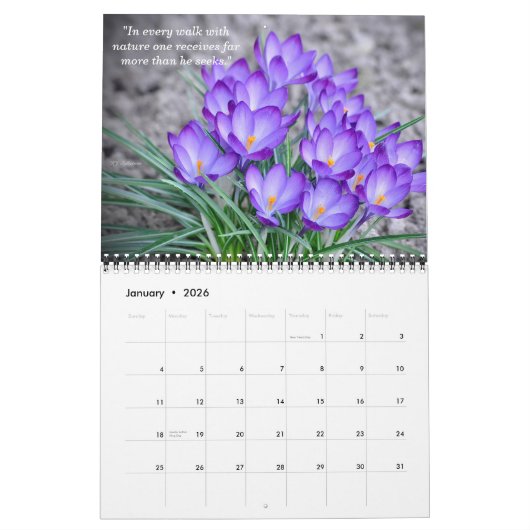 ミシガン自然 カレンダー (1月 2026)