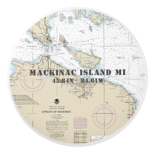 ミシガン航海の州上緯度経度グラフ セラミックノブ (正面)