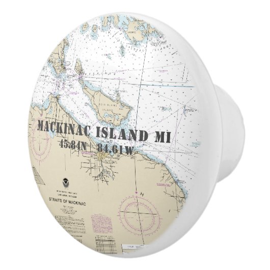 ミシガン航海の州上緯度経度グラフ セラミックノブ (右)