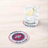 ミシガン赤白青タイポグラフィ ラウンドペーパーコースター (インサイチュ)