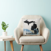 ミシガン・グラフィックと水の中の大きな魚 クッション (椅子)