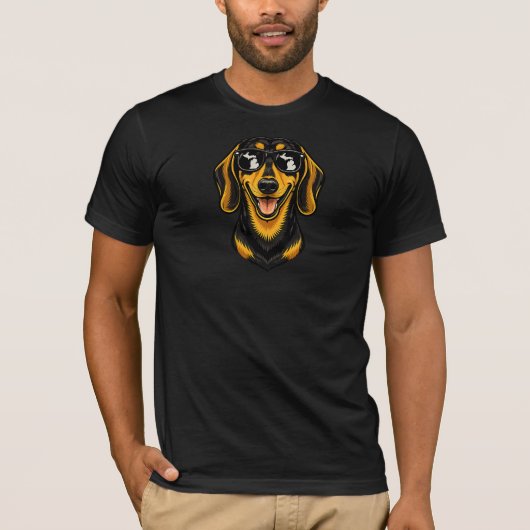 ミシガン・ダックスフントのサングラス姿 Tシャツ (正面)