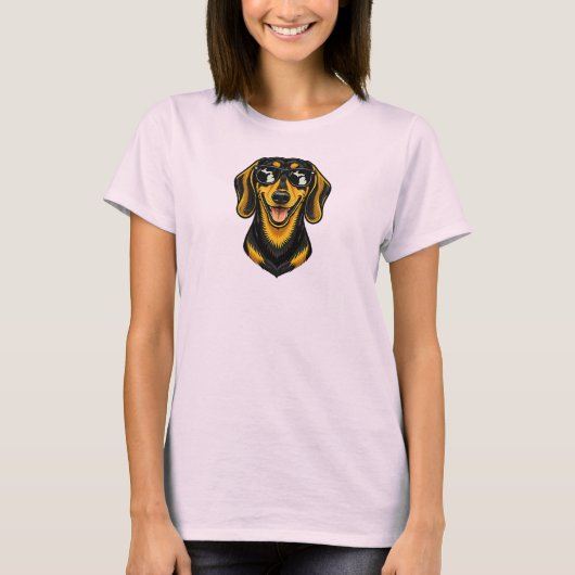 ミシガン・ダックスフントのサングラス姿 Tシャツ (正面)