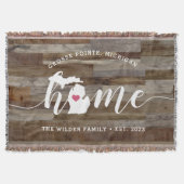 ミシガン ホームステート パーソナライズド ラスティック ウッド ルック スローブランケット (正面)