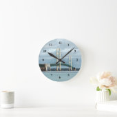 ミシガン・マッキナックブリッジ写真 ラウンド壁時計 (ホーム)