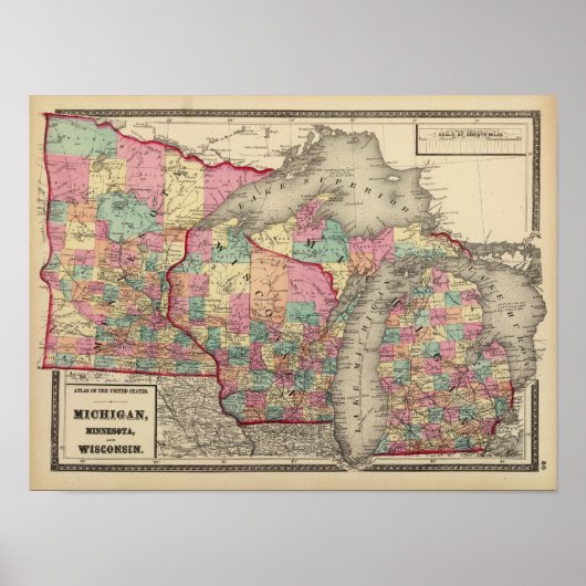 ミシガン、ミネソタ、ウィスコンシン ポスター (正面)