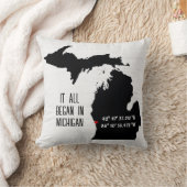 ミシガンGPS座標 クッション (ブランケット)