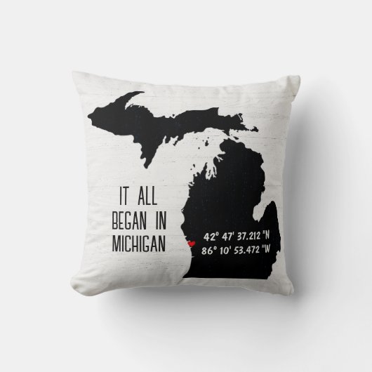 ミシガンGPS座標 クッション (正面)
