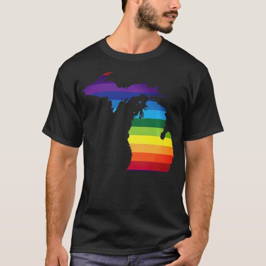 ミシガンLGBTレインボー国旗ゲイプライド Tシャツ (正面)