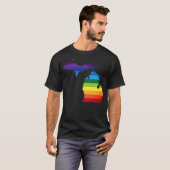 ミシガンLGBTレインボー国旗ゲイプライド Tシャツ (正面フル)