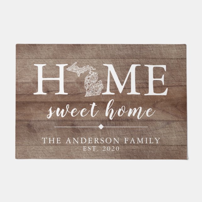 ミシガ素朴ンパーソナライズされた州 ドアマット (正面)