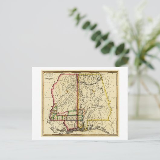 ミシシッピとアラバマのパノラマの地図 ポストカード (スタンド正面)