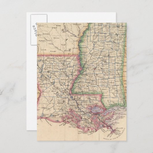 ミシシッピとルイジアナの州 ポストカード (正面/裏面)