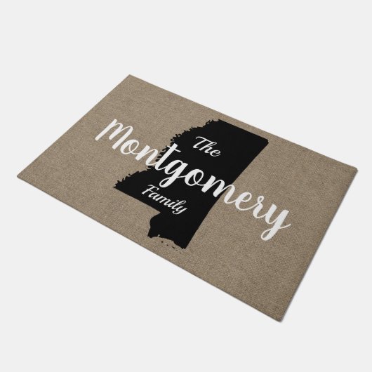 ミシシッピのシルエットフェイクとBurlapスクリプト ドアマット (アングル)