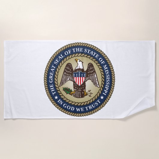 ミシシッピのシール(米国州) ビーチタオル (正面)