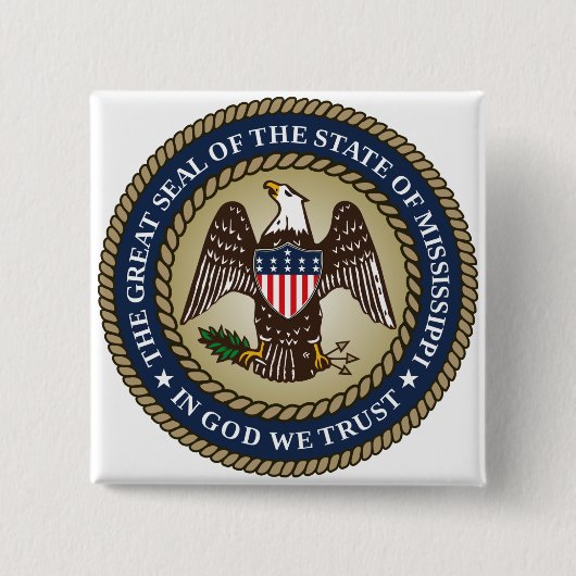 ミシシッピのシール(米国州) 缶バッジ (正面)