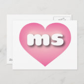 ミシシッピのピンクのフェードハート – 私はmsが大好き ポストカード (正面/裏面)
