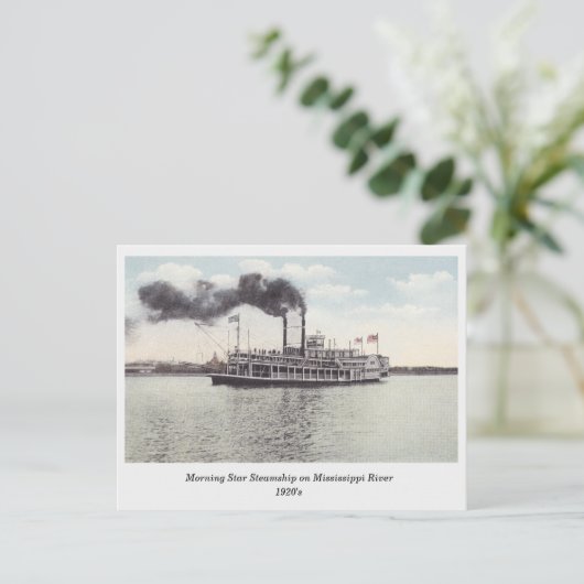 ミシシッピの古いポストカードのモーニングスター蒸気船 ポストカード (スタンド正面)