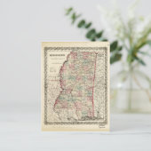 ミシシッピの地図（1855年） ポストカード (スタンド正面)